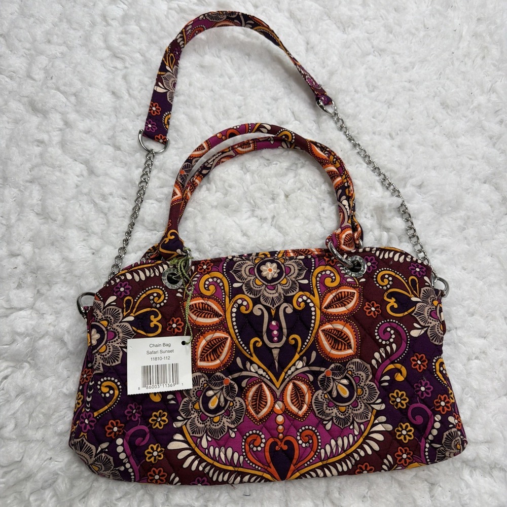 Vera Bradley Chain Hand Bag In Retired Safari Sunset Rare!! Quilted New W/ Tags!